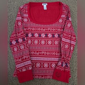 PINK Victoria's Secret Large Graphic Thermal Long Sleeved Top